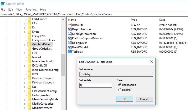 adjust the value of TdrDela entry