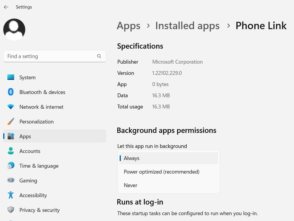 Allow phone link app run background