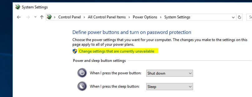 Change settings that are currently unavailable