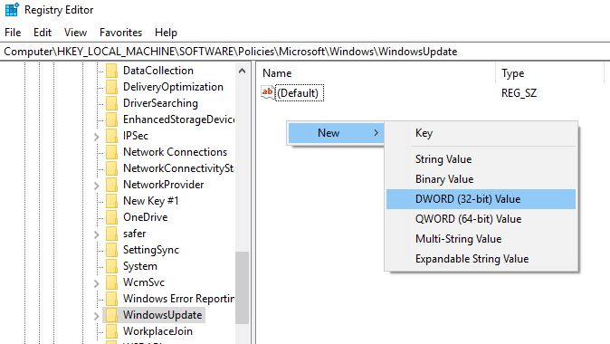 Defer windows 10 updates registry