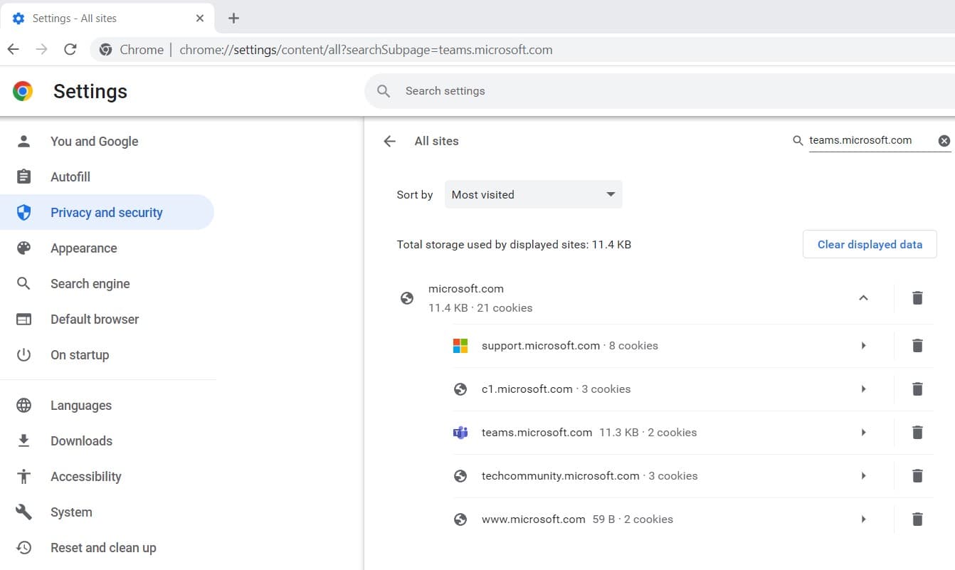 Expand Microsoft teams option