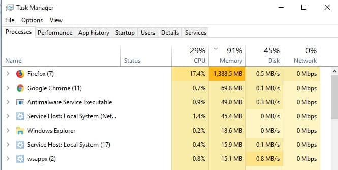 Firefox memory leak