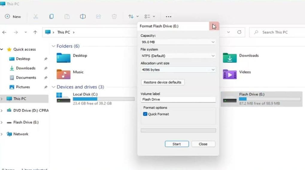 format usb windows 11