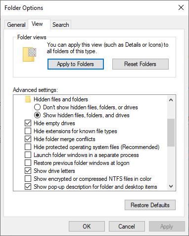Hide protected operating system files