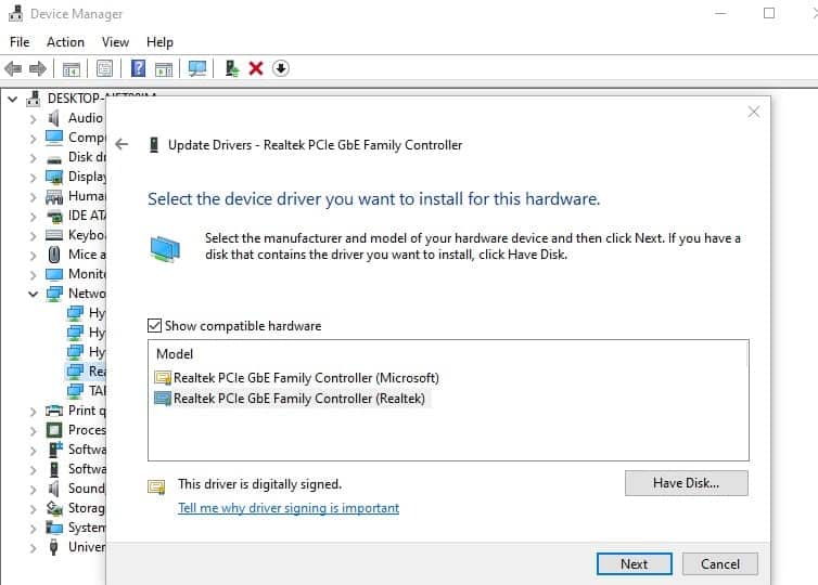 Install Generic Ethernet drivers