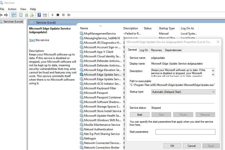Microsoft Edge update service