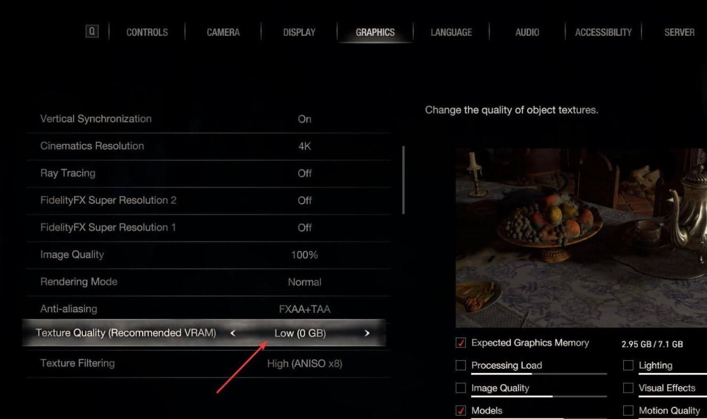Reduce texture quality to fix Resident Evil 4 Fatal D3D error 25