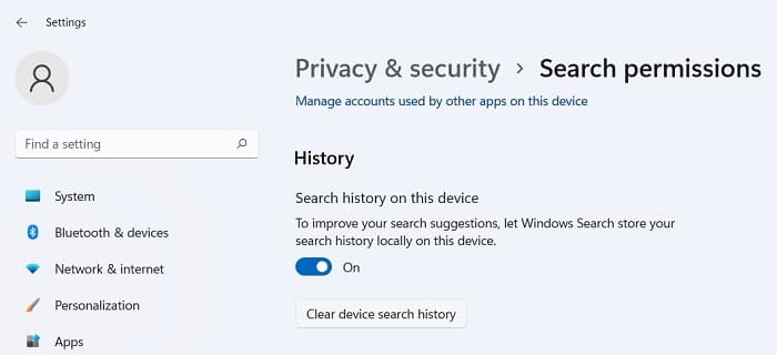 Search History on Device