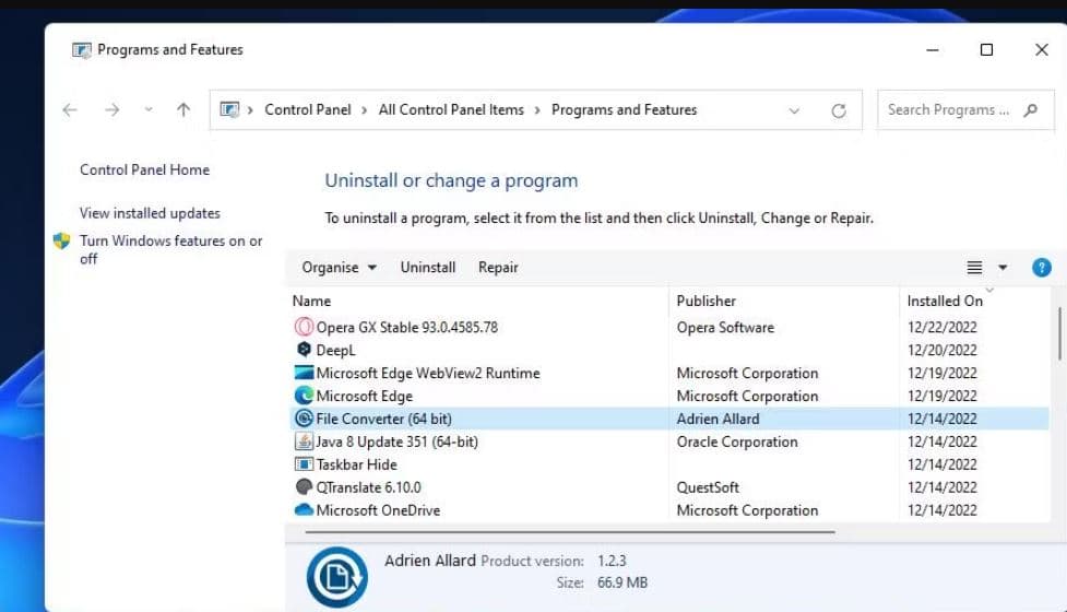 Uninstall Software