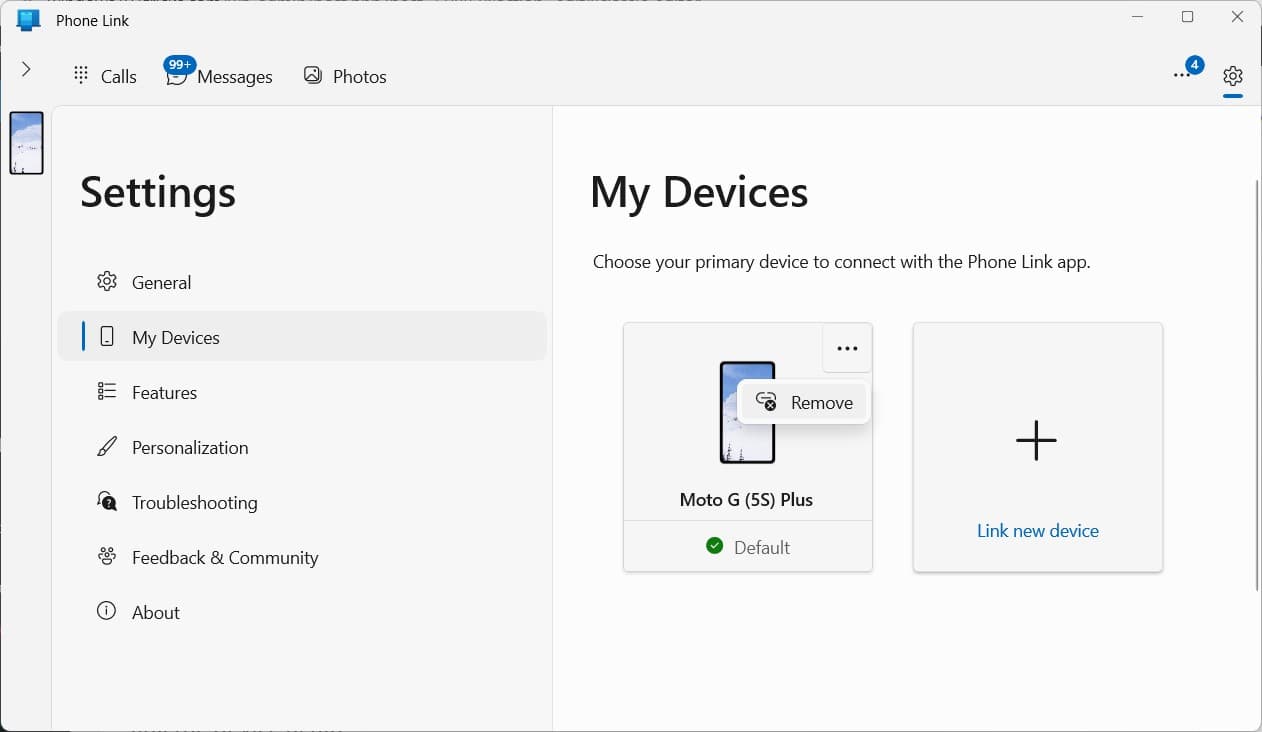 Unlink phone windows 11