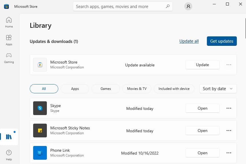 Update store apps