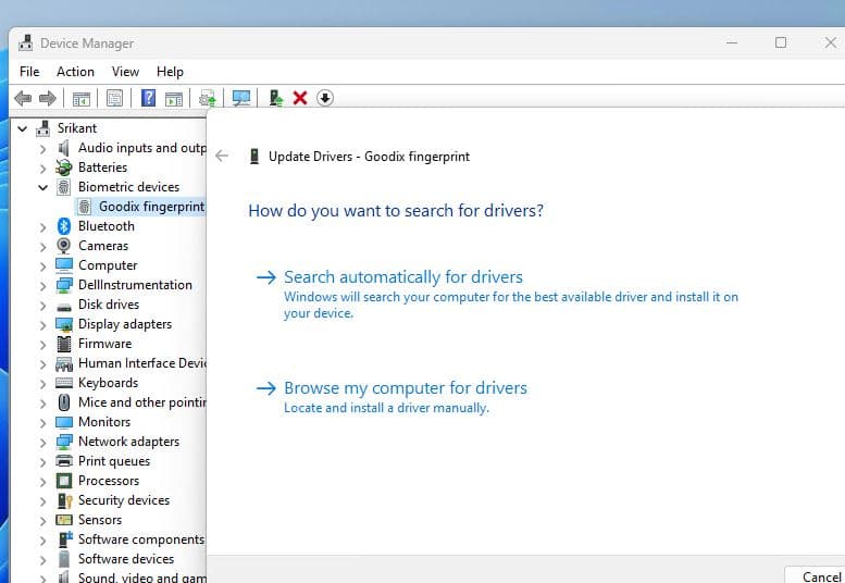 Update the Biometric driver