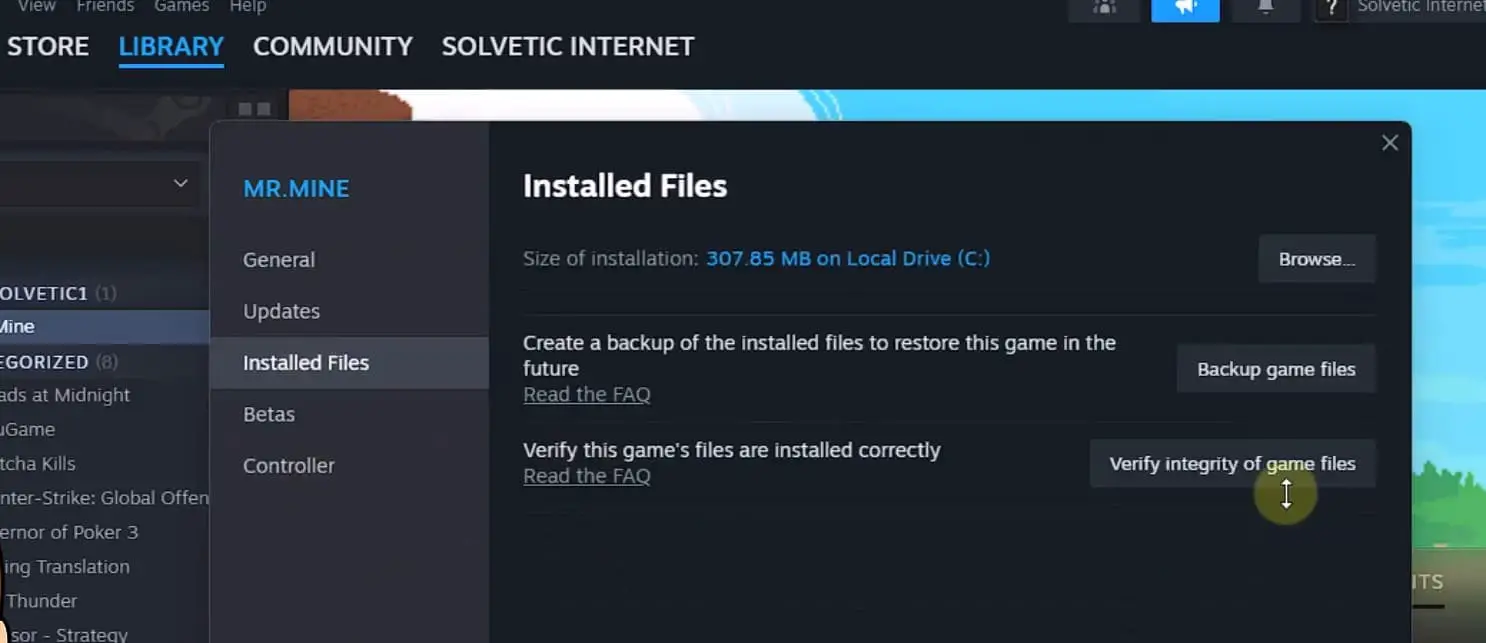 Verify integrity of Game Files