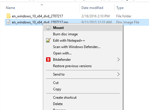 Mount windows 10 ISO image